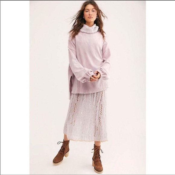 Free People M/L Sugar Cloud Wool Alpaca Blend Knit Pirouette Tunic Sweater - Picture 2 of 16